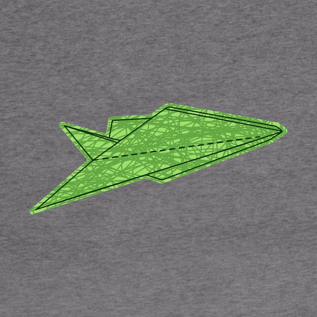 green folding paper airplane by bloomroge